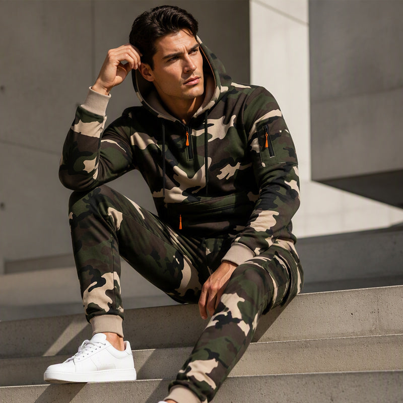 Men's Camouflage Warm Hoodie & Pants Set