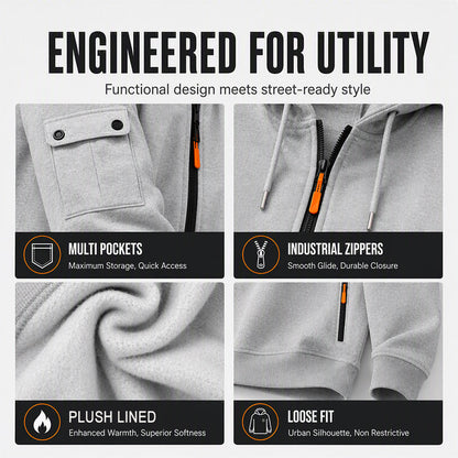 Men's Full-Zip Hooded Cargo Jacket