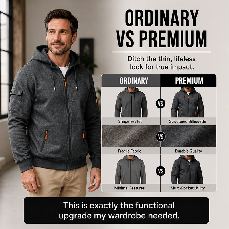 Men's Full-Zip Hooded Cargo Jacket