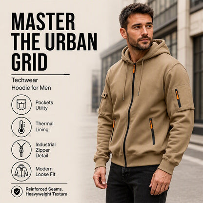 Men's Full-Zip Hooded Cargo Jacket