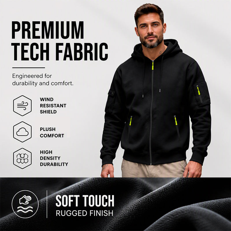 Men's Full-Zip Hooded Cargo Jacket
