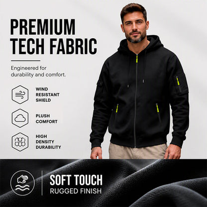 Men's Full-Zip Hooded Cargo Jacket