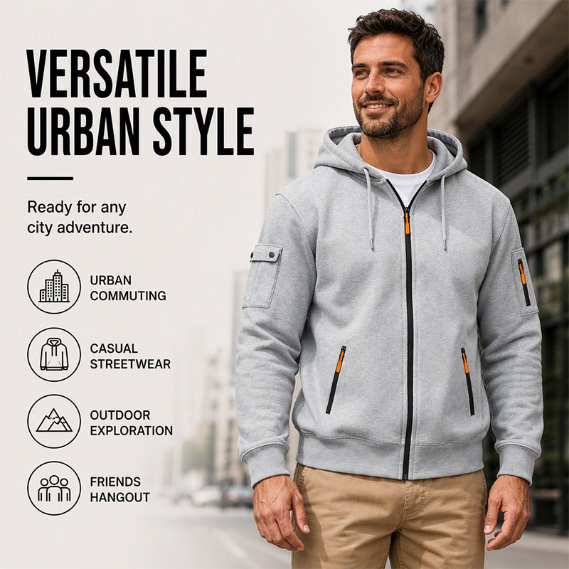 Men's Full-Zip Hooded Cargo Jacket