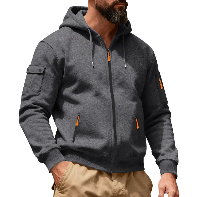 Men's Full-Zip Hooded Cargo Jacket