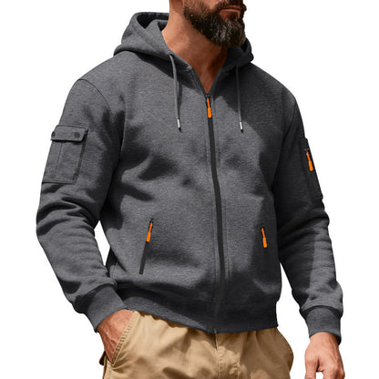 Men's Full-Zip Hooded Cargo Jacket