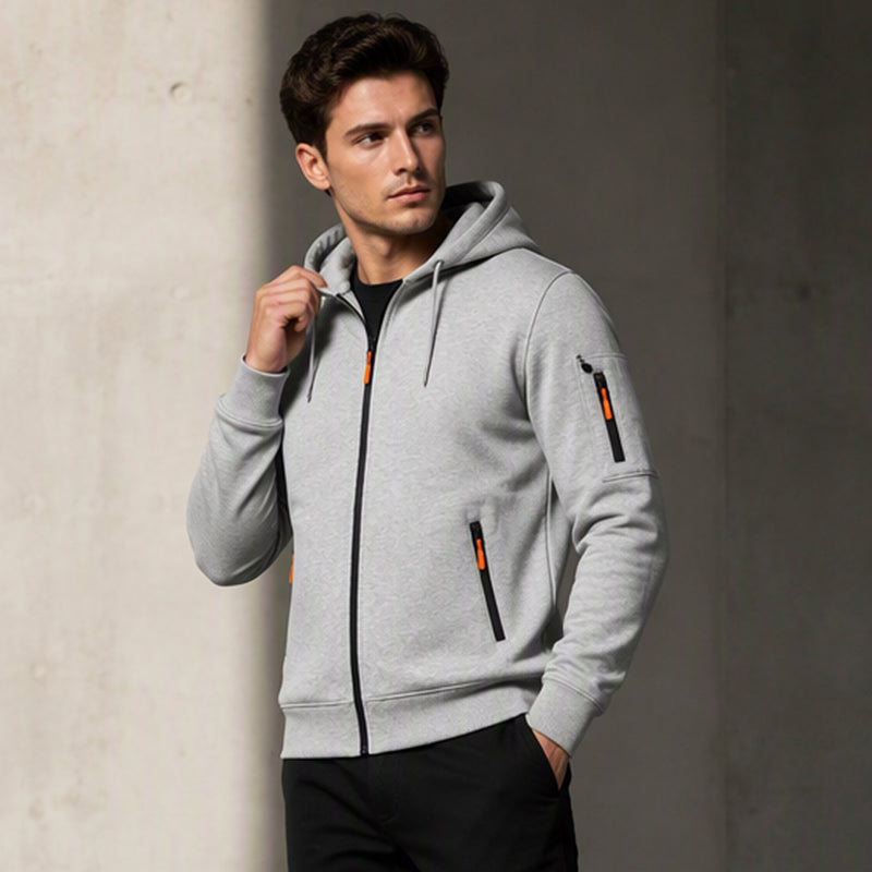 Men's Full-Zip Hooded Cargo Jacket