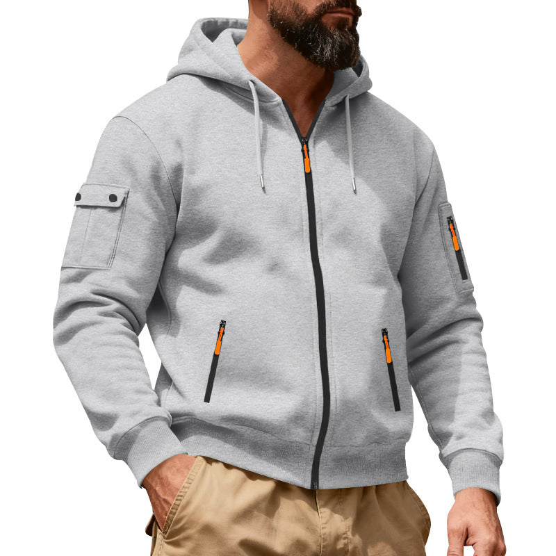 Men's Full-Zip Hooded Cargo Jacket