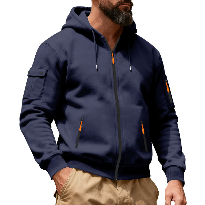 Men's Full-Zip Hooded Cargo Jacket