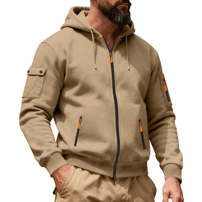 Men's Full-Zip Hooded Cargo Jacket