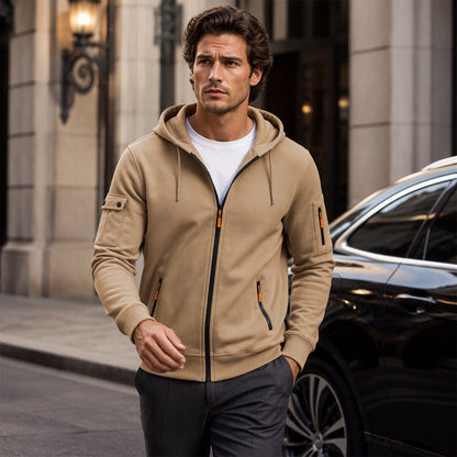 Men's Full-Zip Hooded Cargo Jacket