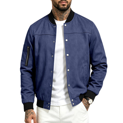 Men's Faux Suede Bomber Jacket