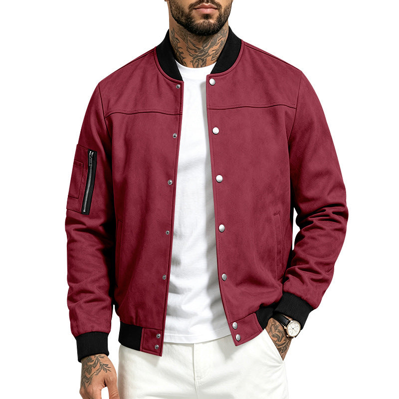 Men's Faux Suede Bomber Jacket