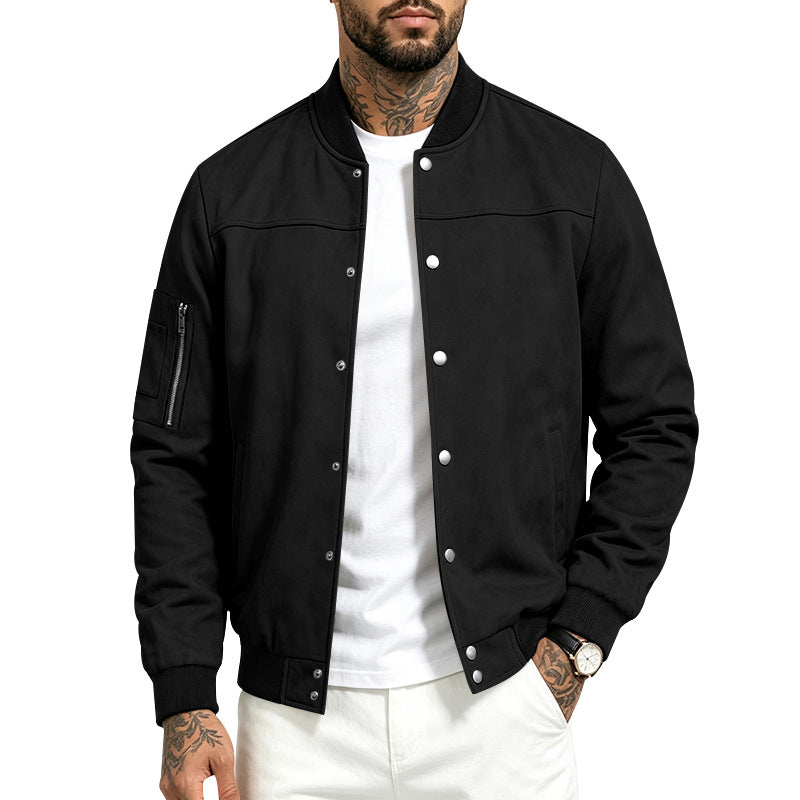 Men's Faux Suede Bomber Jacket