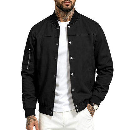 Men's Faux Suede Bomber Jacket