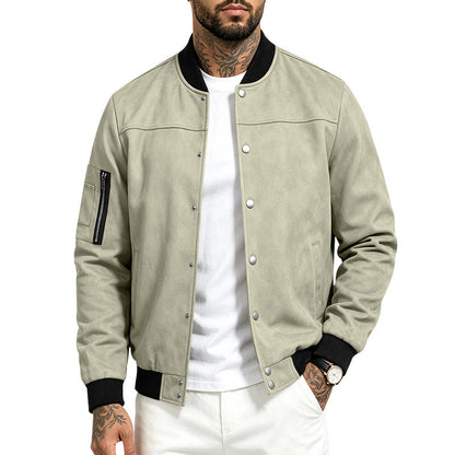 Men's Faux Suede Bomber Jacket