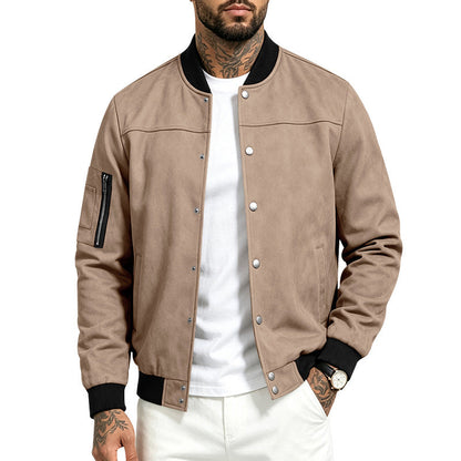 Men's Faux Suede Bomber Jacket