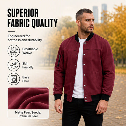 Men's Faux Suede Bomber Jacket