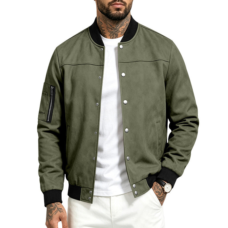 Men's Faux Suede Bomber Jacket