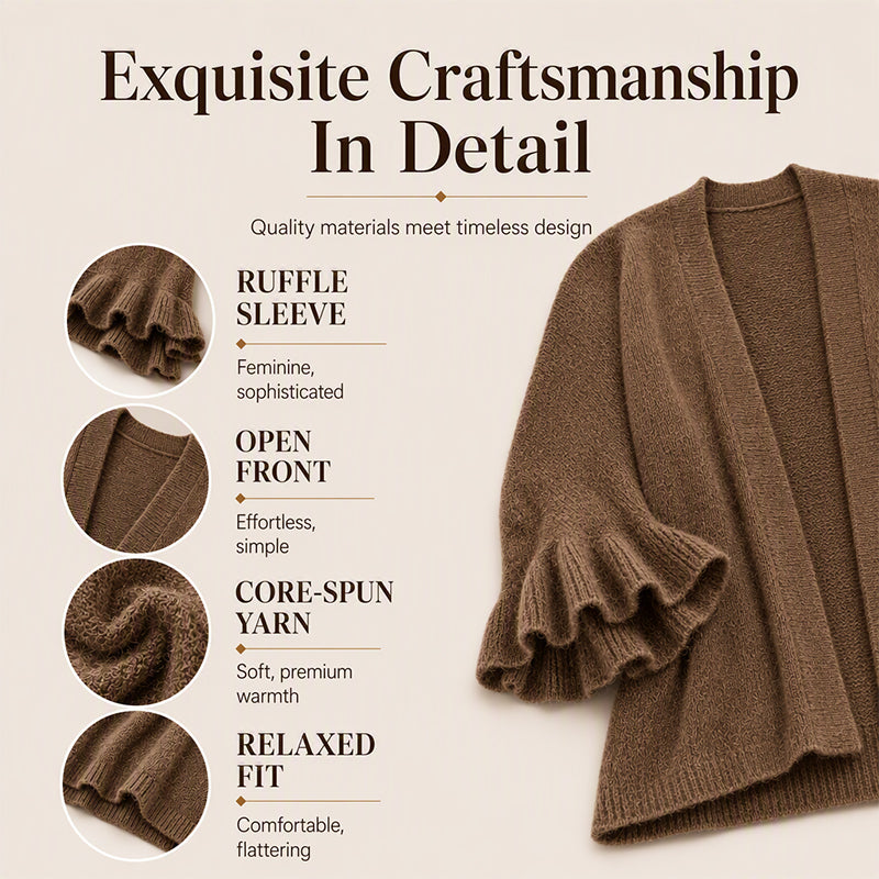 Women's Ruffle Sleeve Knit Cardigan