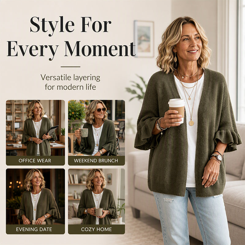 Women's Ruffle Sleeve Knit Cardigan
