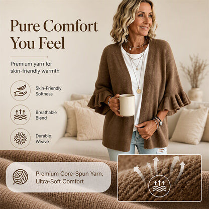 Women's Ruffle Sleeve Knit Cardigan