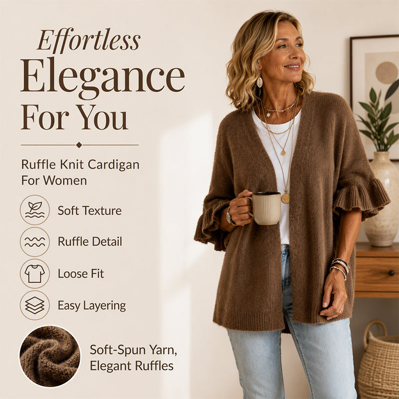 Women's Ruffle Sleeve Knit Cardigan