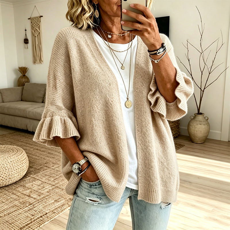 Women's Ruffle Sleeve Knit Cardigan