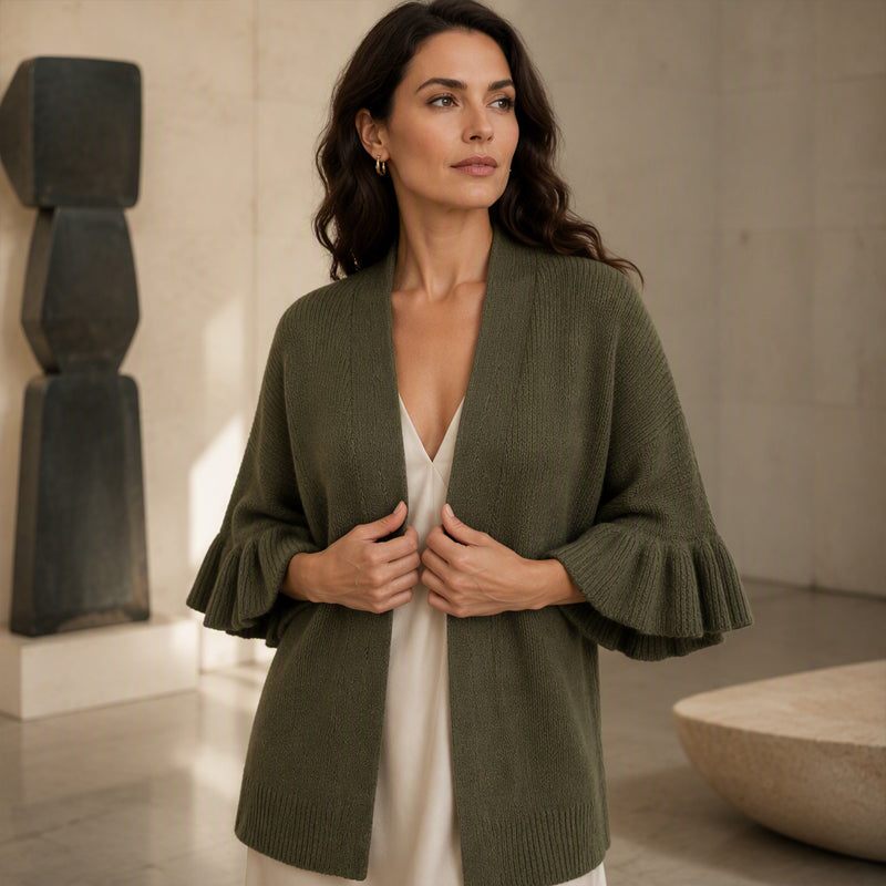 Women's Ruffle Sleeve Knit Cardigan
