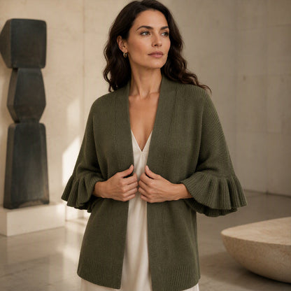 Women's Ruffle Sleeve Knit Cardigan