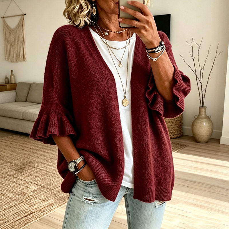 Women's Ruffle Sleeve Knit Cardigan
