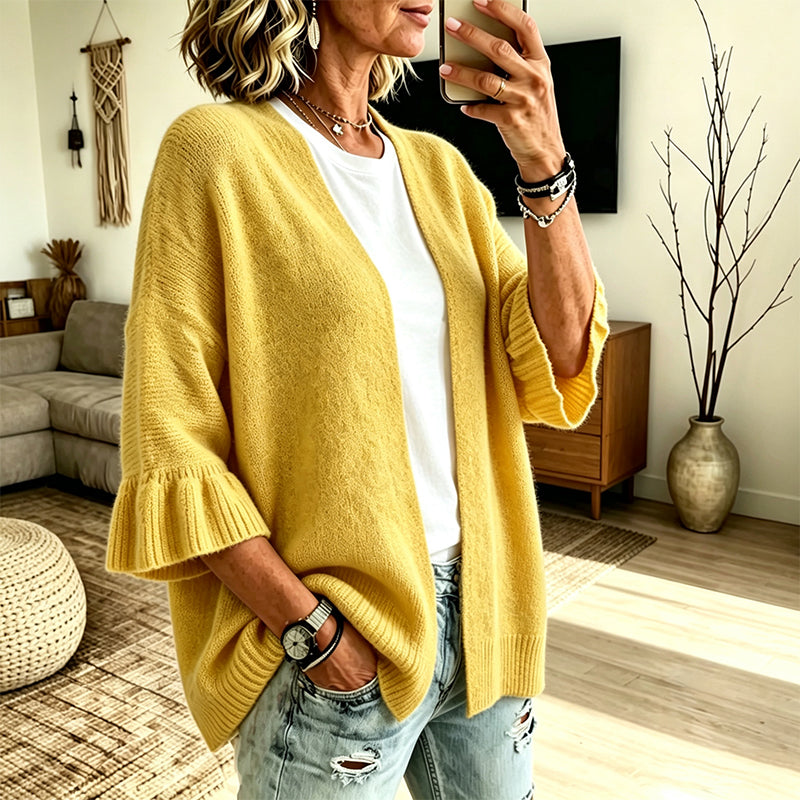 Women's Ruffle Sleeve Knit Cardigan
