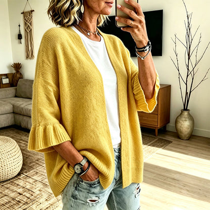 Women's Ruffle Sleeve Knit Cardigan