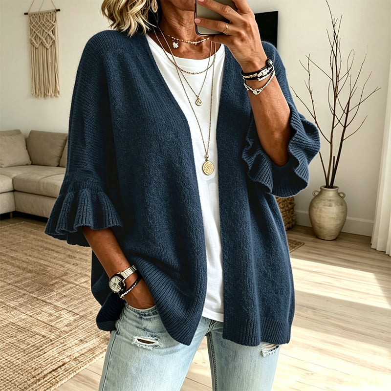 Women's Ruffle Sleeve Knit Cardigan