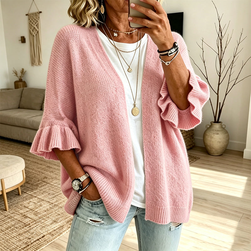 Women's Ruffle Sleeve Knit Cardigan