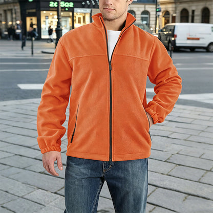 Men's Stand Collar Zip-Up Warm Jacket