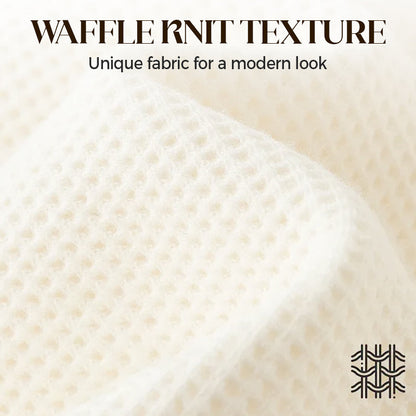 Women's V-Neck Waffle Knit Long Sleeve Top