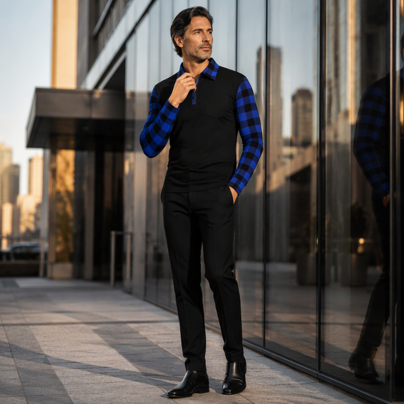 Men's Casual Long Sleeve Half-Zip Shirt