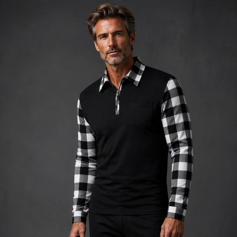 Men's Casual Long Sleeve Half-Zip Shirt