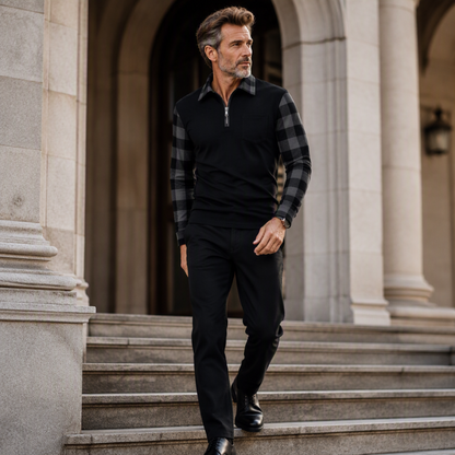 Men's Casual Long Sleeve Half-Zip Shirt