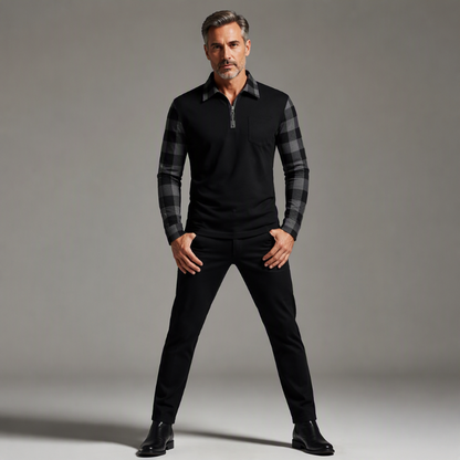 Men's Casual Long Sleeve Half-Zip Shirt