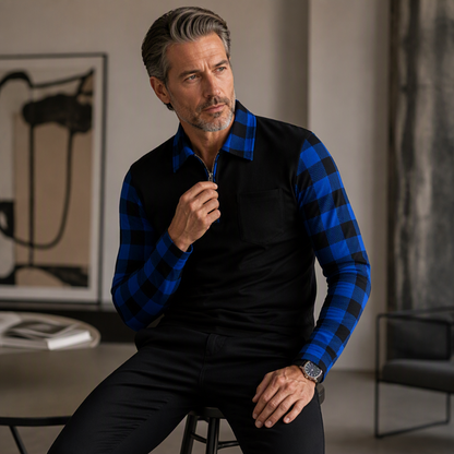 Men's Casual Long Sleeve Half-Zip Shirt