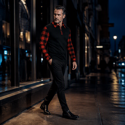 Men's Casual Long Sleeve Half-Zip Shirt