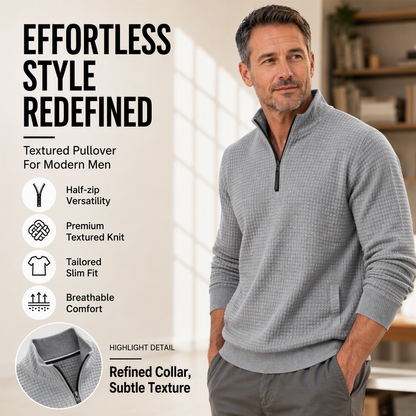 Men's Waffle Knit Quarter Zip T-Shirt