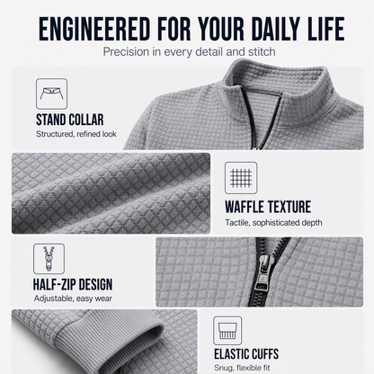 Men's Waffle Knit Quarter Zip T-Shirt