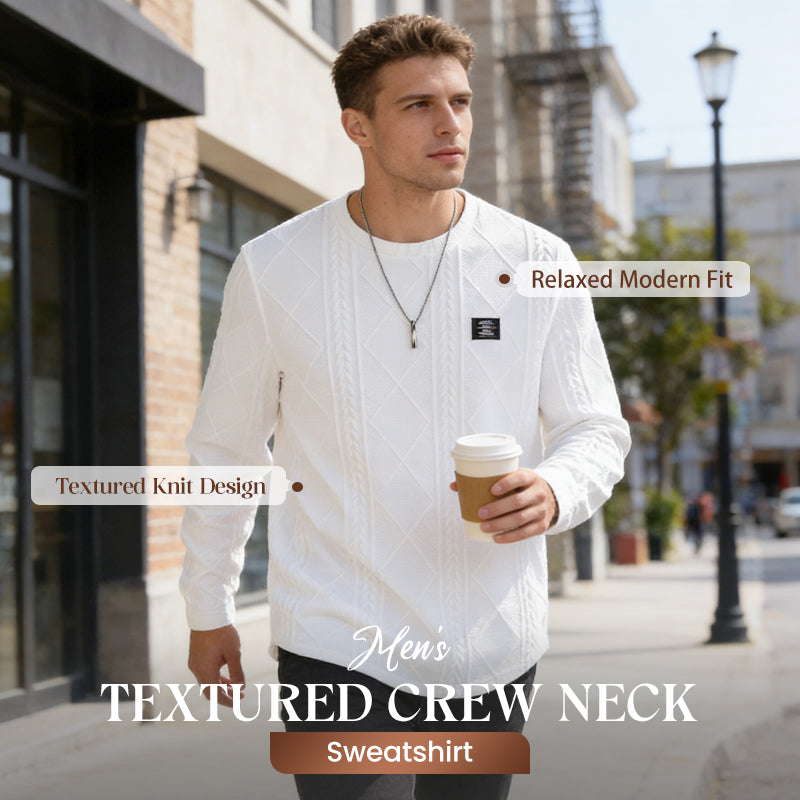 Men's Textured Crew Neck Sweatshirt