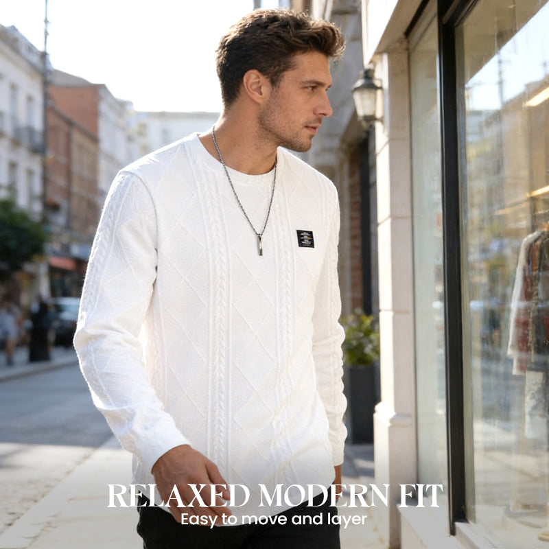 Men's Textured Crew Neck Sweatshirt