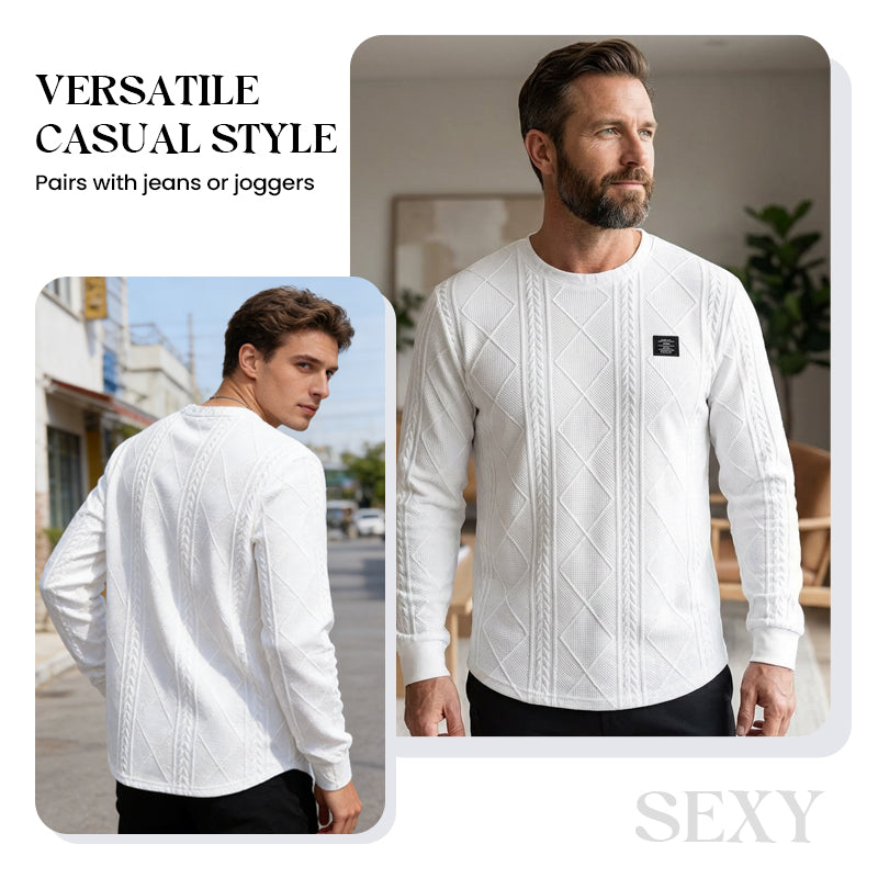 Men's Textured Crew Neck Sweatshirt