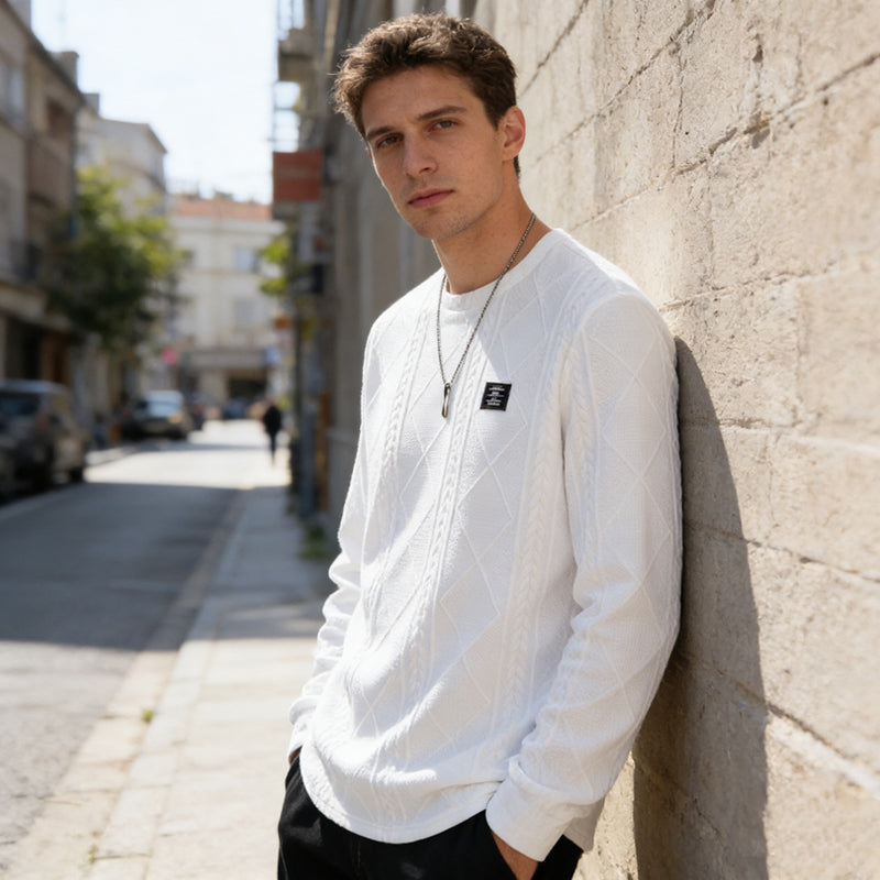 Men's Textured Crew Neck Sweatshirt