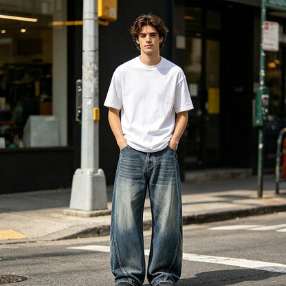 American Washed Curved Leg Jeans