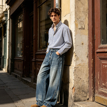 American Washed Curved Leg Jeans